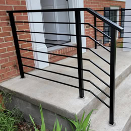 custom exterior welded horizontal stair railing